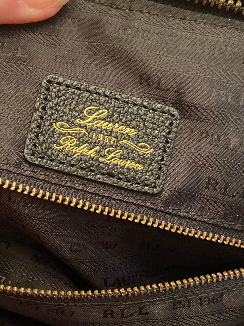 Lauren Ralph Lauren Black Leather Triple Pocket Dome Satchel